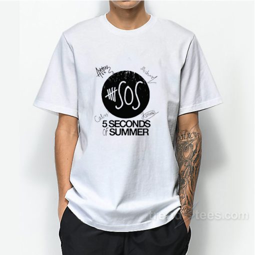 5 Seconds Of Summer Logo And Signature T-Shirt For Unisex