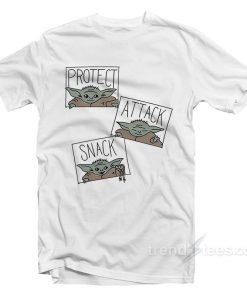Baby Yoda Protect Attack Snack T-Shirt For Unisex Baby Yoda Protect Attack Snack T-Shirt For Unisex