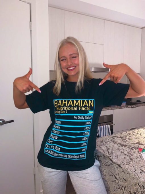Bahamian Nutritional Facts T-Shirt For Unisex