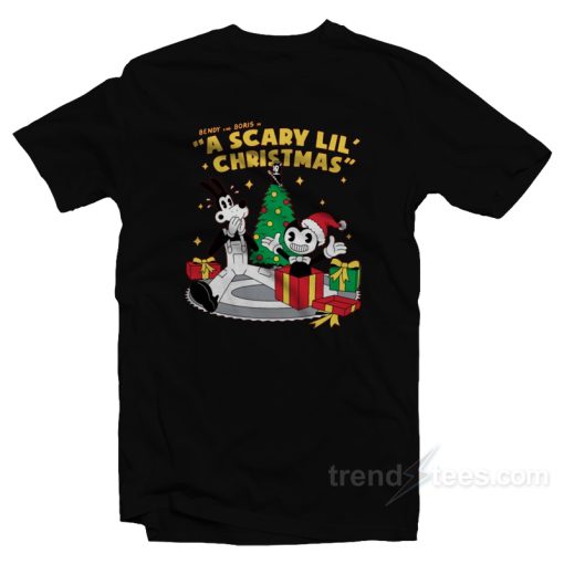 Bendy And Boris In Scary Lil’ Christmas T-Shirt For Unisex