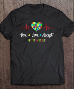Live Love Accept Autism Awareness Heartbeat Blue Autism Mom 1