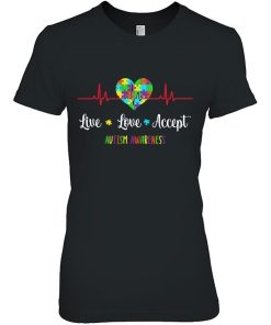 Live Love Accept Autism Awareness Heartbeat Blue Autism Mom 2