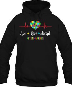 Live Love Accept Autism Awareness Heartbeat Blue Autism Mom 3