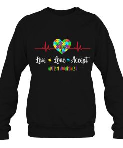 Live Love Accept Autism Awareness Heartbeat Blue Autism Mom 4