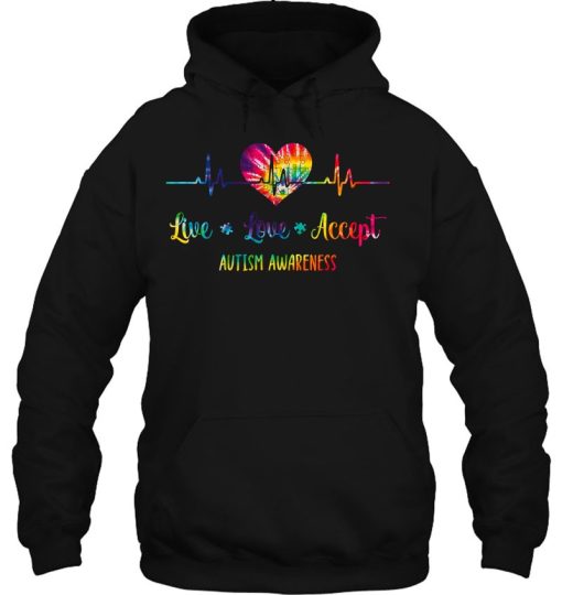 Live Love Accept Autism Awareness Tie Dye Puzzle Autism Mom