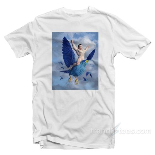 Musk Ridding Twitter Bird Art T-Shirt