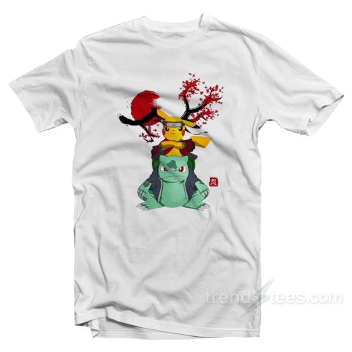 Pokemon Pikachu And Bulbasaur Mashup Naruto T-Shirt