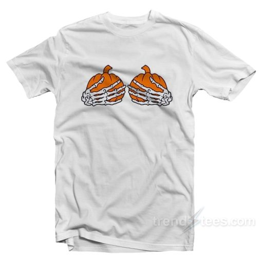 Pumpkin Boobs Skeleton T-Shirt For Unisex