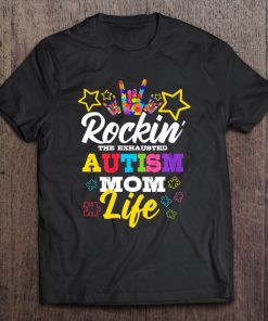 Rockin The Exhausted Autism Mom Life Autistic Puzzle Piece Premium 1