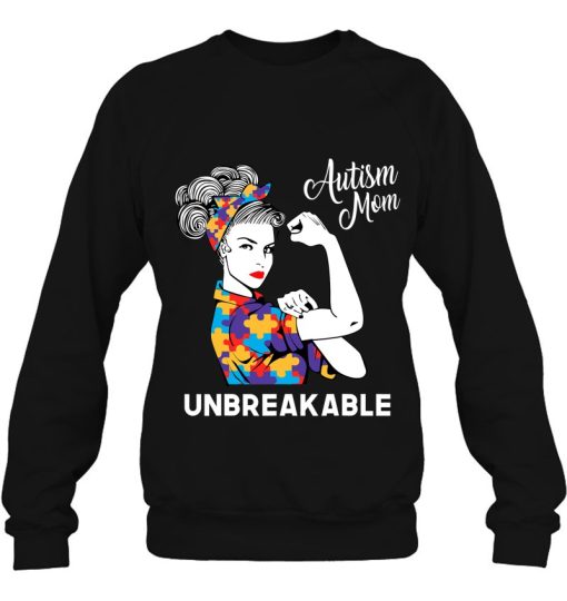 Unbreakable Autism Mom Messy Bun Autism Awareness Day Women