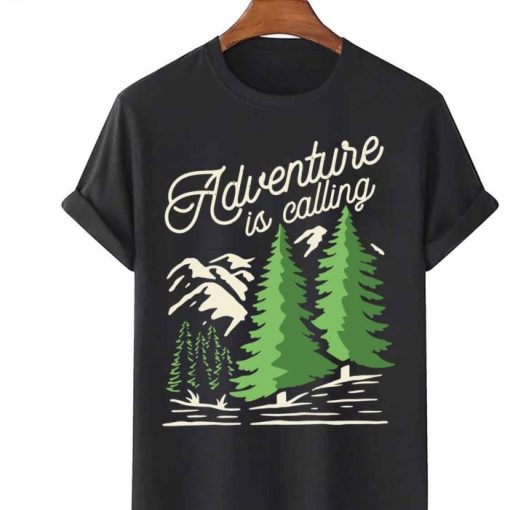 Adventure Is Calling Camping Quote Outdoor Hiking Shirt