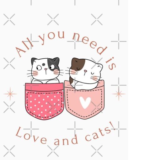 All You Need is Love &amp Cats Cute cat pink heart shirt