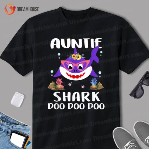 Auntie Shark Shirt Gift Idea For Mother Wife Shirt