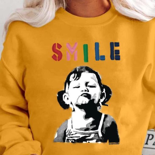 Banksy Graffiti Quote Smile With Girl Sweatshirt