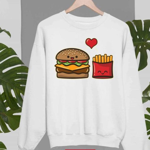 Burger And Fries Valentine Couple Sweatshirt