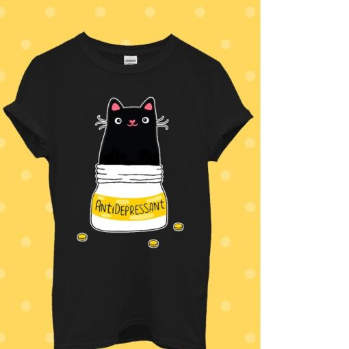 Cute Cat Kitten Antidepressant Funny Shirt Men Women Baggy Boyfriend Shirt