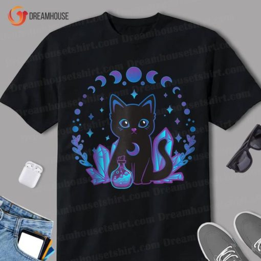 Cute Witchy Black Cat Crystal Alchemy Kawaii Pastel Goth Shirt
