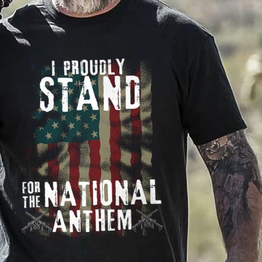 DELITAmerica I Proudly Stand for the National Anthem Patriotic Shirt
