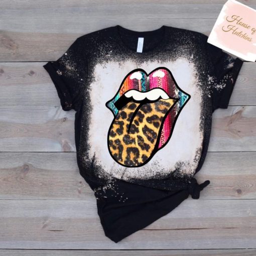 Digital Design of Classic Rock n Roll Lips in Serape and Leopard Shirt