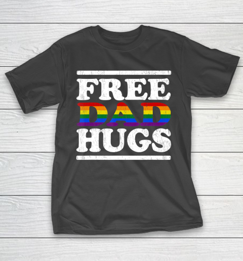 Father gift shirt Love LGBT Gay lesbian pride Vintage Free dad hugs rainbow T Shirt T-Shirt