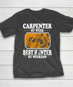 Father gift shirt Vintage Carpenter by week best Hunter by weekend gifts papa T Shirt T-Shirt