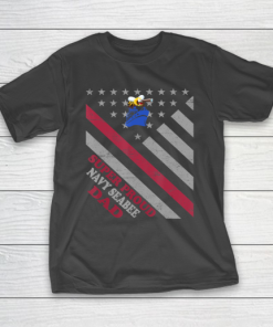 Father gift shirt Vintage Flag American Veteran Super Proud Navy Seabee Dad T Shirt T-Shirt