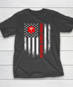 Father gift shirt Vintage USA American Flag Proud Clinical Doctor Daughter T Shirt T-Shirt