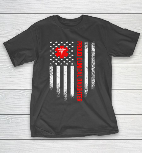 Father gift shirt Vintage USA American Flag Proud Clinical Doctor Daughter T Shirt T-Shirt