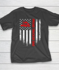 Father gift shirt Vintage USA American Flag Proud Trucker Truck Driver Dad T Shirt T-Shirt