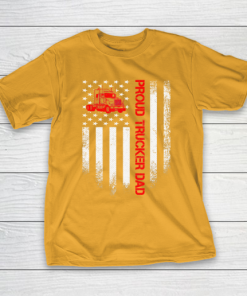 Father gift shirt Vintage USA American Flag Proud Trucker Truck Driver Dad T Shirt T Shirt 4
