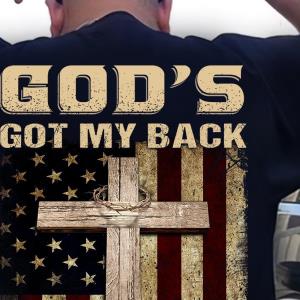 God’s got my back, The wooden cross, Us flag Jesus Back Shirt