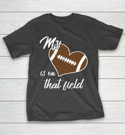 Grandpa Funny Gift Apparel  My Heart Is On That Field Football Dad Mom Grandparent T-Shirt