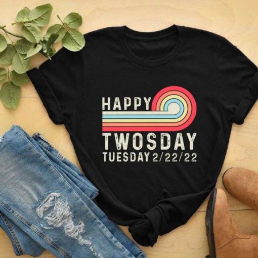 Happy Twosday Tusday Rain Bow T-Shirt