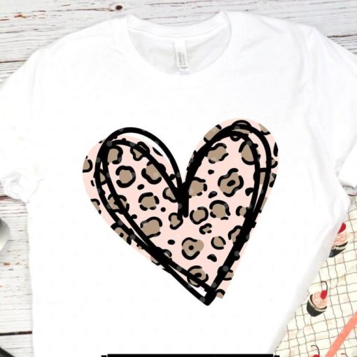 Heart Leopard  Valentines Day Shirt