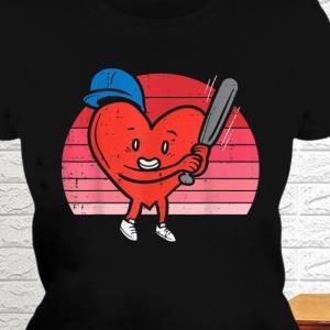 Heart Playing Baseball Valentines Day Sport Boys Shirt