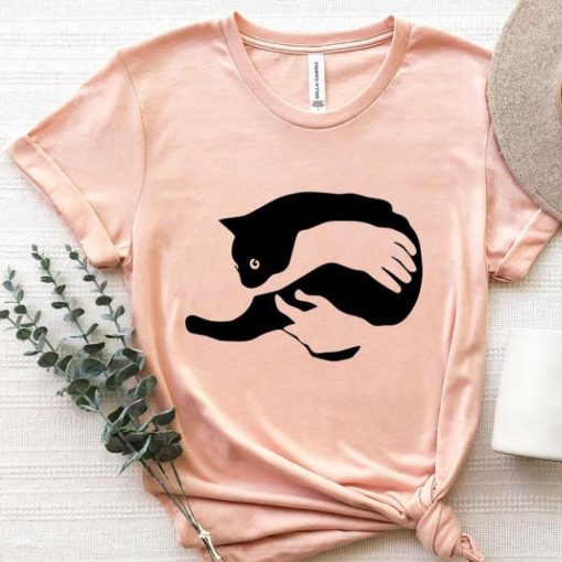Holding Cat Shirt, Cat Silhouette, Cat Lovers, Animals Shirt, Cat Petting Tee, Cat Lover Shirt