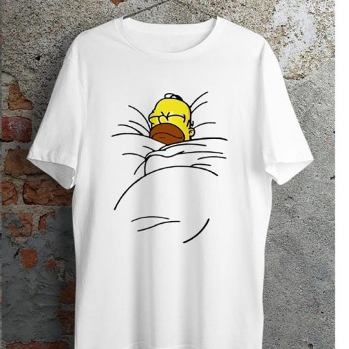 Homer Simpson Sleeping Lazy The Simpson Funny Cartoon Graphic Shirt Ideal Gift Present Tee for and Ladies Shirt