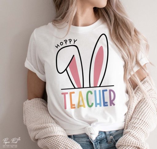 Hoppy teacher Bunny Happy Easter Shirt
