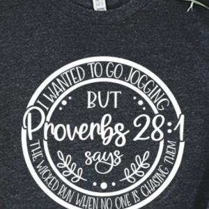 I wanted to go jogging but proverbs 28 1 shirt