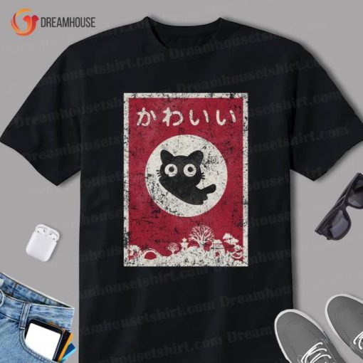 Kawaii Cat Japanese Black Anime Cat Shirt