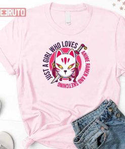 Kitsune Mask Just A Girl Who Loves Anime Ramen And Sketching Shirt 1