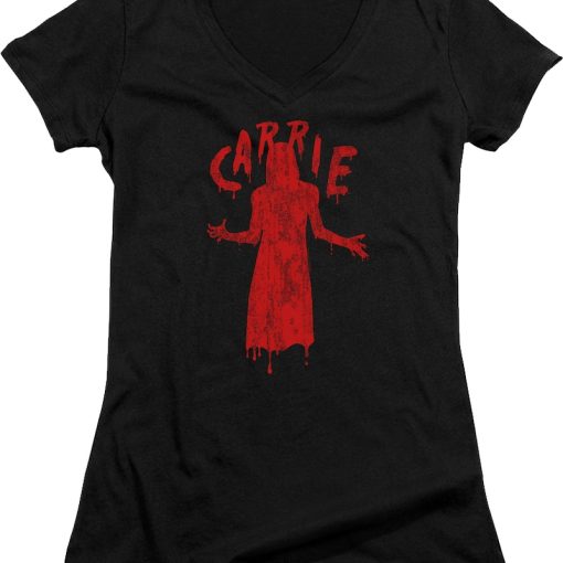 Ladies Dripping Blood Carrie V-Neck Shirt
