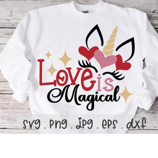 Love Is Magical Heart  Unicorn  Valentine’s Day Shirt