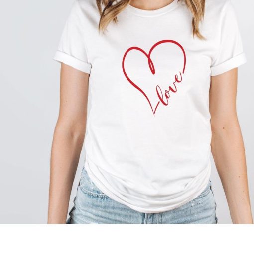 Love Valentines Day Tshirt, Funny Valentine Shirt, Valentines Heart Shirt, Cute Valentine‘s Day Couple Tshirt