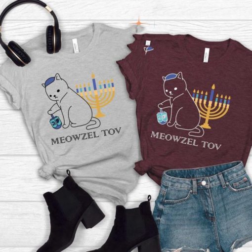 Meowzel Tov Shirt, Hanukkah Cat Shirt, Jewish Holiday Shirt, Jewish Candle Shirt, Menorah Shirt, Funny Jewish Shirt, Jewish Gift Shirt