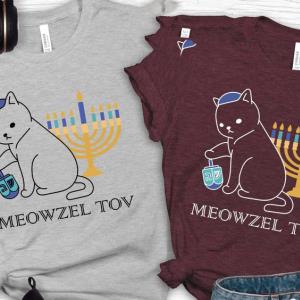 Meowzel Tov Shirt, Hanukkah Cat Shirt, Jewish Holiday Shirt, Jewish Candle Shirt, Menorah Shirt, Funny Jewish Shirt, Jewish Gift Shirt
