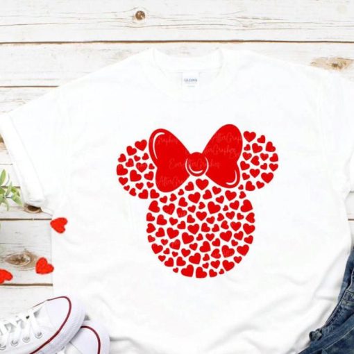 Minnie Hearts, Minnie Valentines day, Valentines, Disney Valentine, Minnie Ears, Kids Valentines Day, Minnie Valentine Shirt
