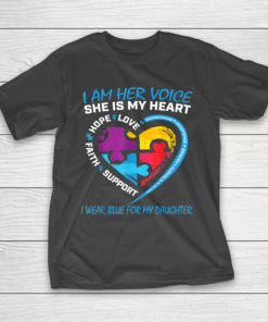 Mom Dad Puzzle I Wear Blue For My Daughter Autism Awareness T-Shirt