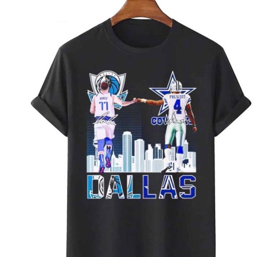 Original Dak Prescott And Luka Doncic Dallas Mavericks Dallas Cowboys Signatures T-Shirt