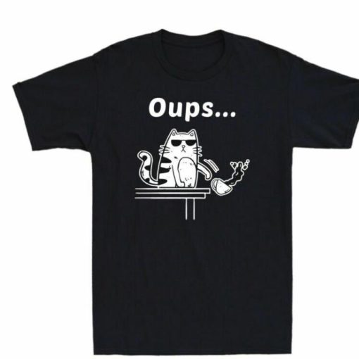 Oups Cool Sleeve Cat Coffee Shirt
